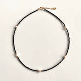 Dainty Black Spinel Bead Necklace