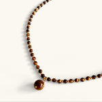Tiger eye necklace with gold pendant, modern fall jewelry, aesthetic chic jewelry