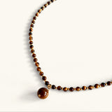 Tiger eye necklace with gold pendant, modern fall jewelry, aesthetic chic jewelry