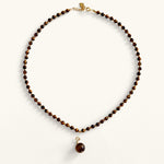 Tiger eye necklace with gold pendant, modern fall jewelry