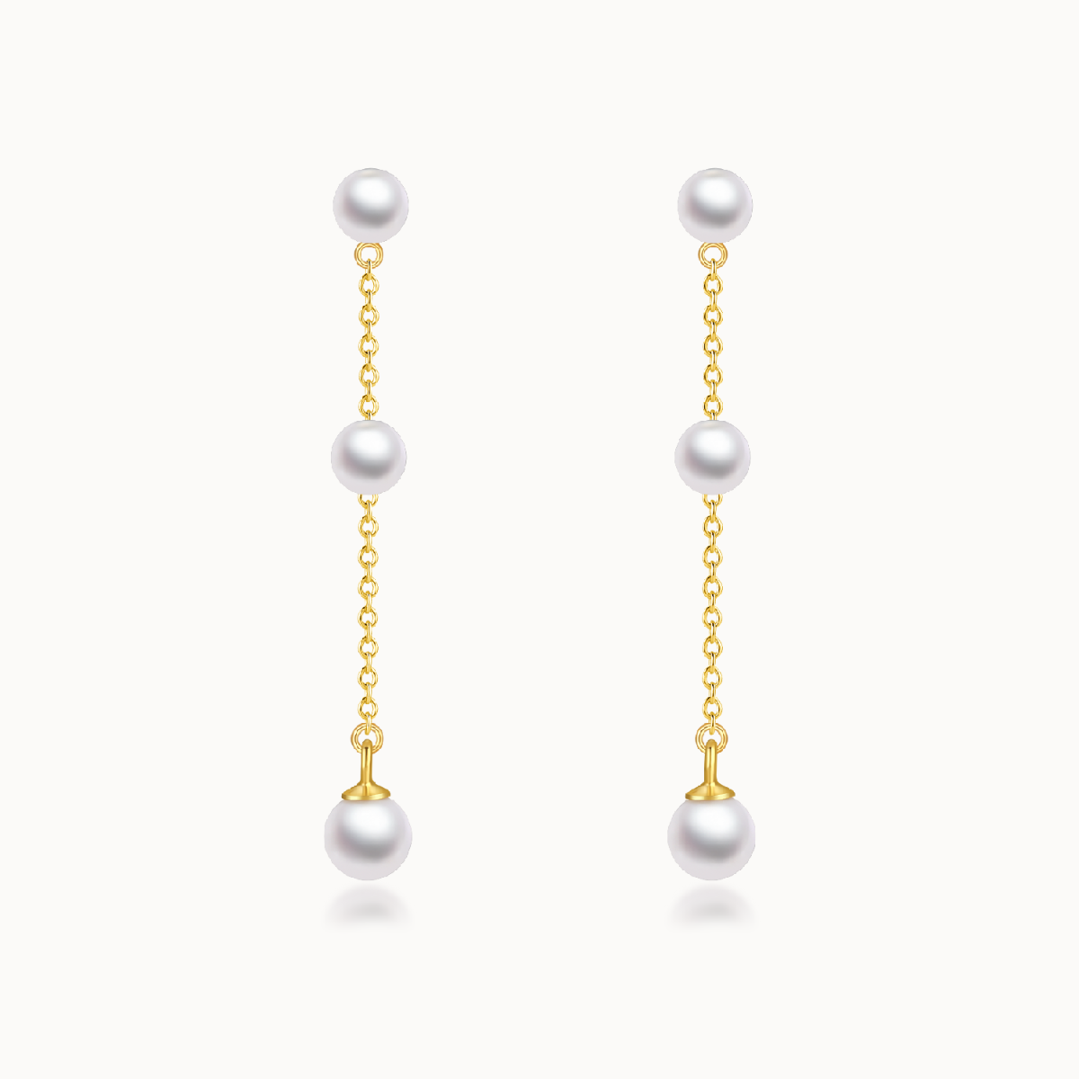 Triple Pearl Dangly Earrings, Pearl Dangly Earrings, Triple Pearl Earrings, gold pearl earrings