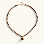 Tiger eye necklace with gold pendant, modern fall jewelry for that clean girl aesthetic
