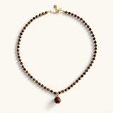 Tiger eye necklace with gold pendant, modern fall jewelry for that clean girl aesthetic