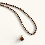 Tiger eye necklace with gold pendant, modern fall jewelry, aesthetic chic jewelry