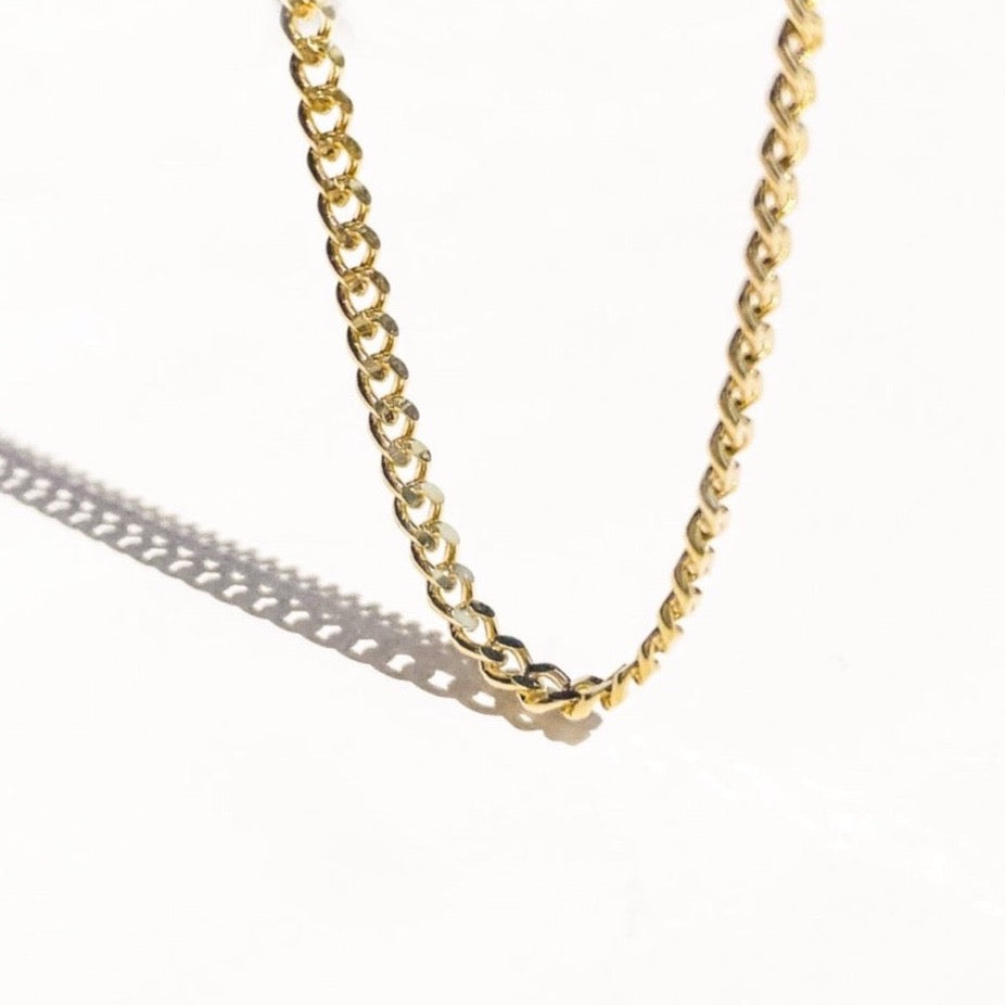 18k-vermeil-gold-curb-cuban-chain, 18k curb chain, Brooklyn chain, curb chain, bold curb chain, vermeil curb chain