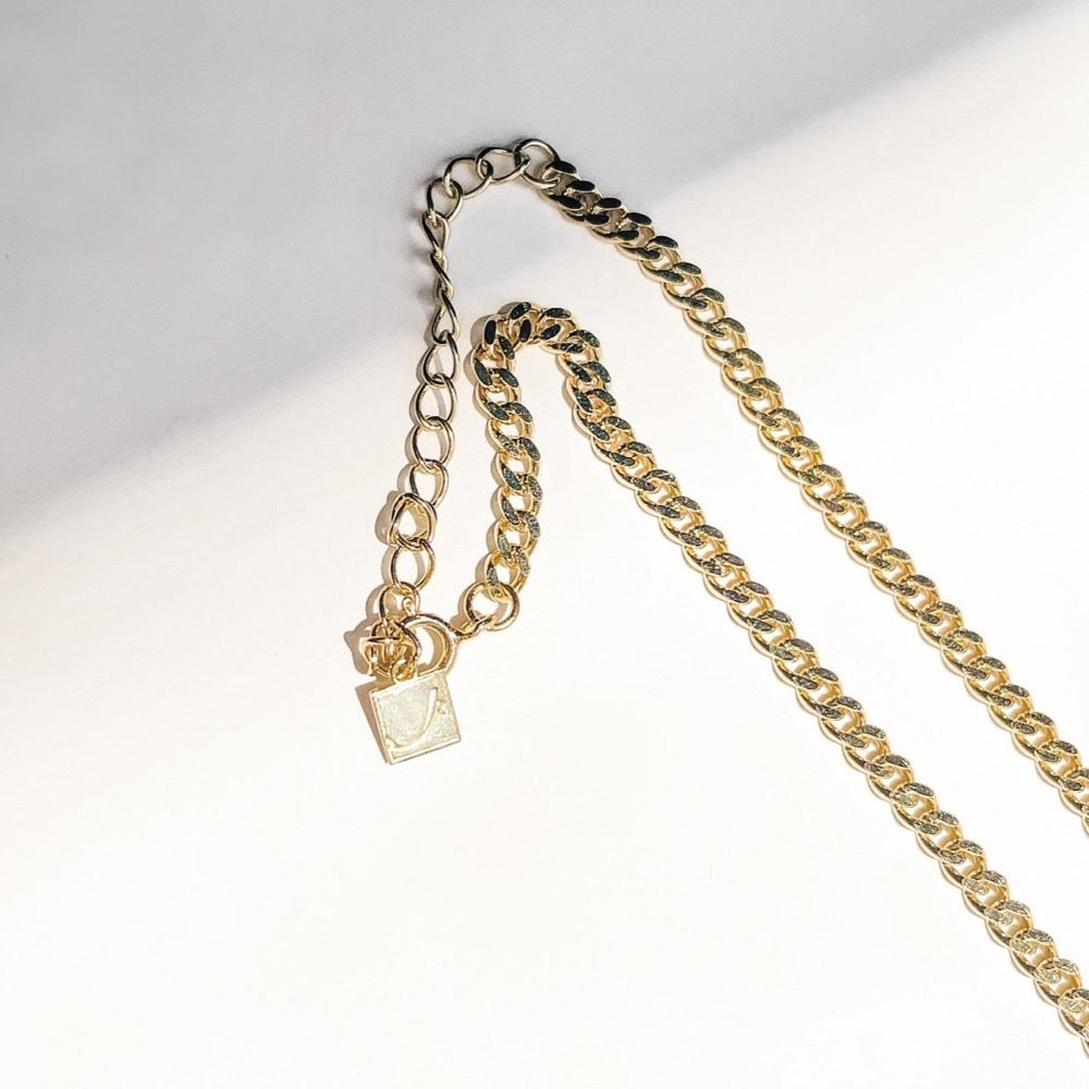 18k-vermeil-gold-curb-cuban-chain, 18k curb chain, Brooklyn chain, curb chain, bold curb chain, vermeil curb chain