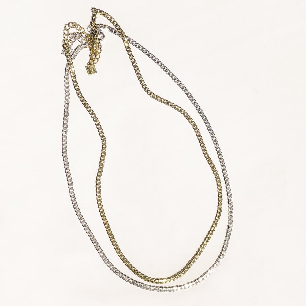 18k-vermeil-yellow-white-gold-curb-chain, 18k vermeil curb chain, flat curb chain, bold flat chain, white gold curb chain, yellow gold curb chain