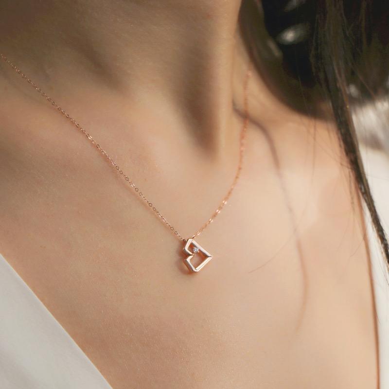 2 way wear diamond heart necklace, gold necklace, heart necklace