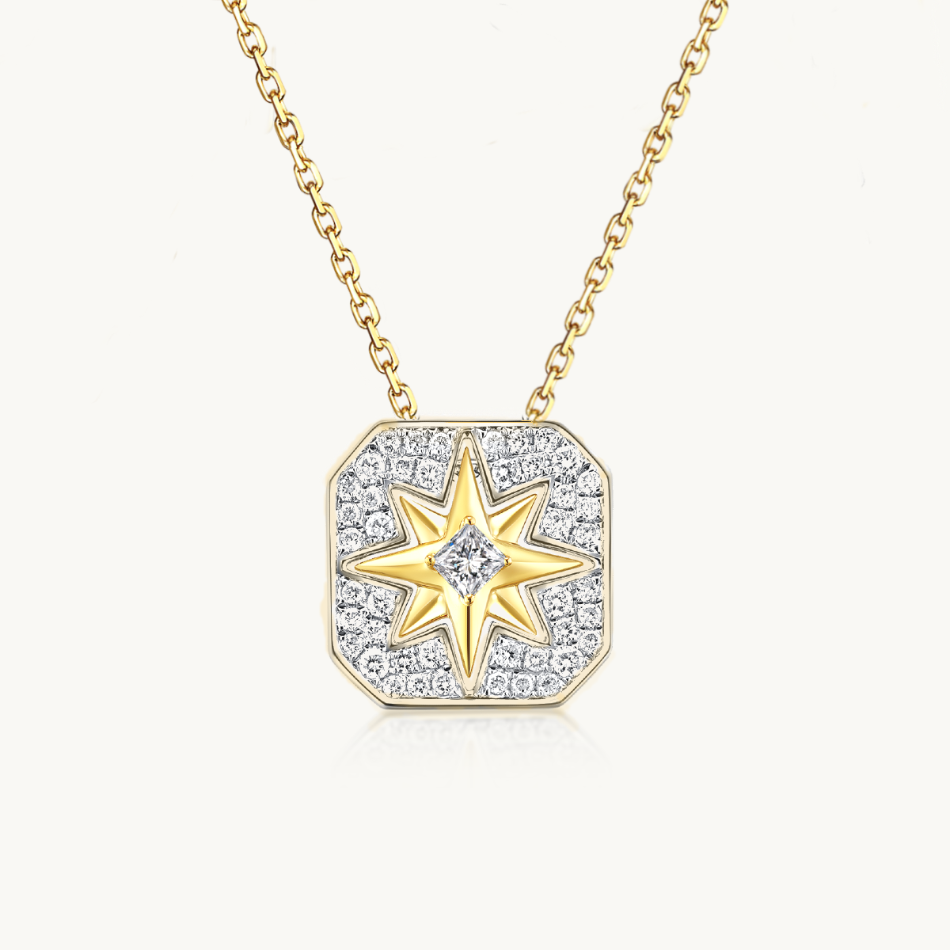 3 way wear necklace, diamond star neclace, gold star necklace