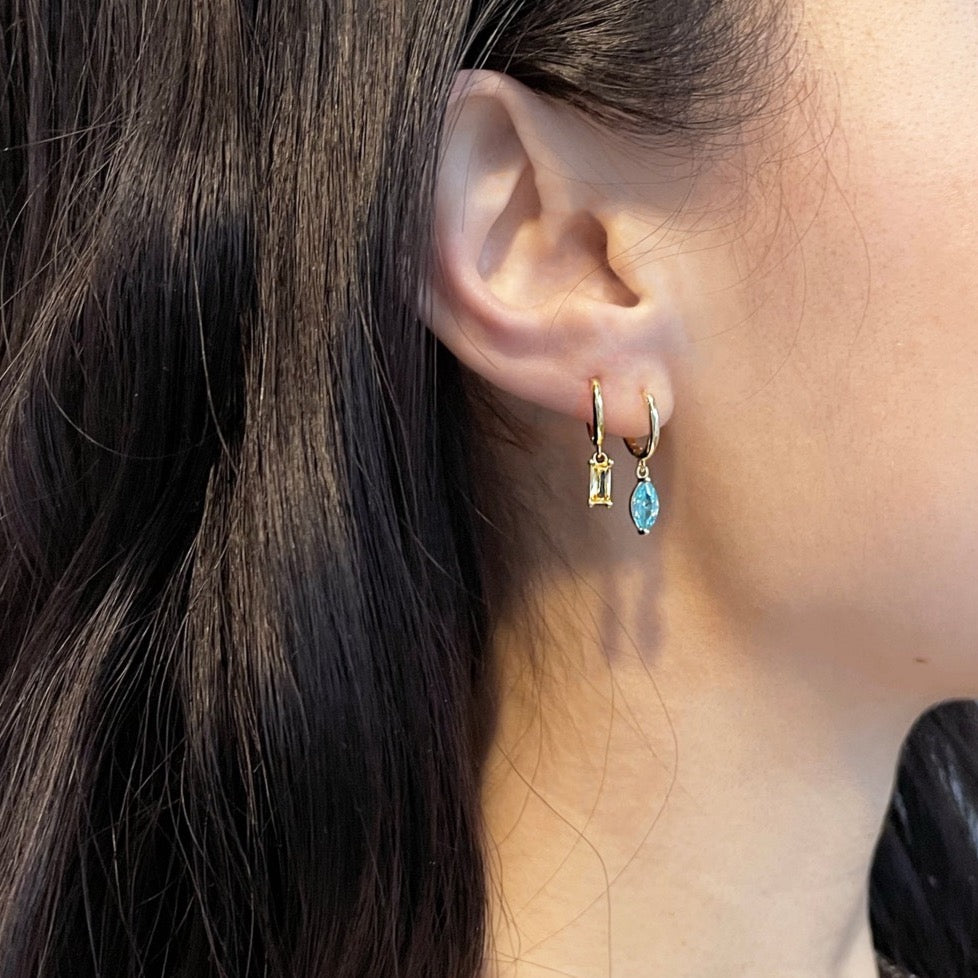 Aquamarine Drop Earring, 18k Aquamarine Drop Earring, gold Aquamarine Drop Earring