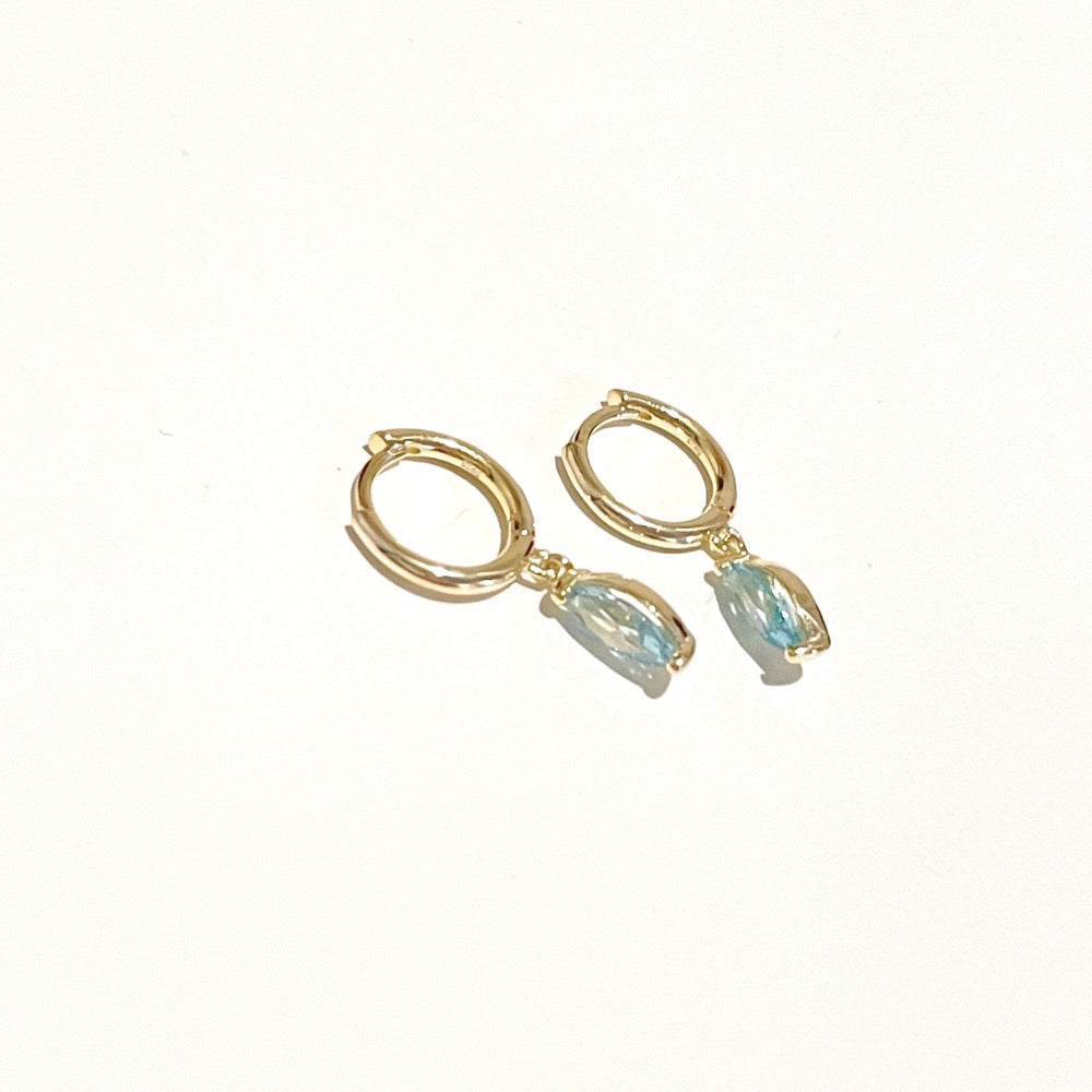 Aquamarine Drop Earring, 18k Aquamarine Drop Earring, gold Aquamarine Drop Earring