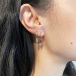 champagne earrings, hoop earrings, gem hoops, gem earrings, gold gem hoops, gold gem earrings, dainty gem hoops, yellow gem hoops, 18k gold gem hoops
