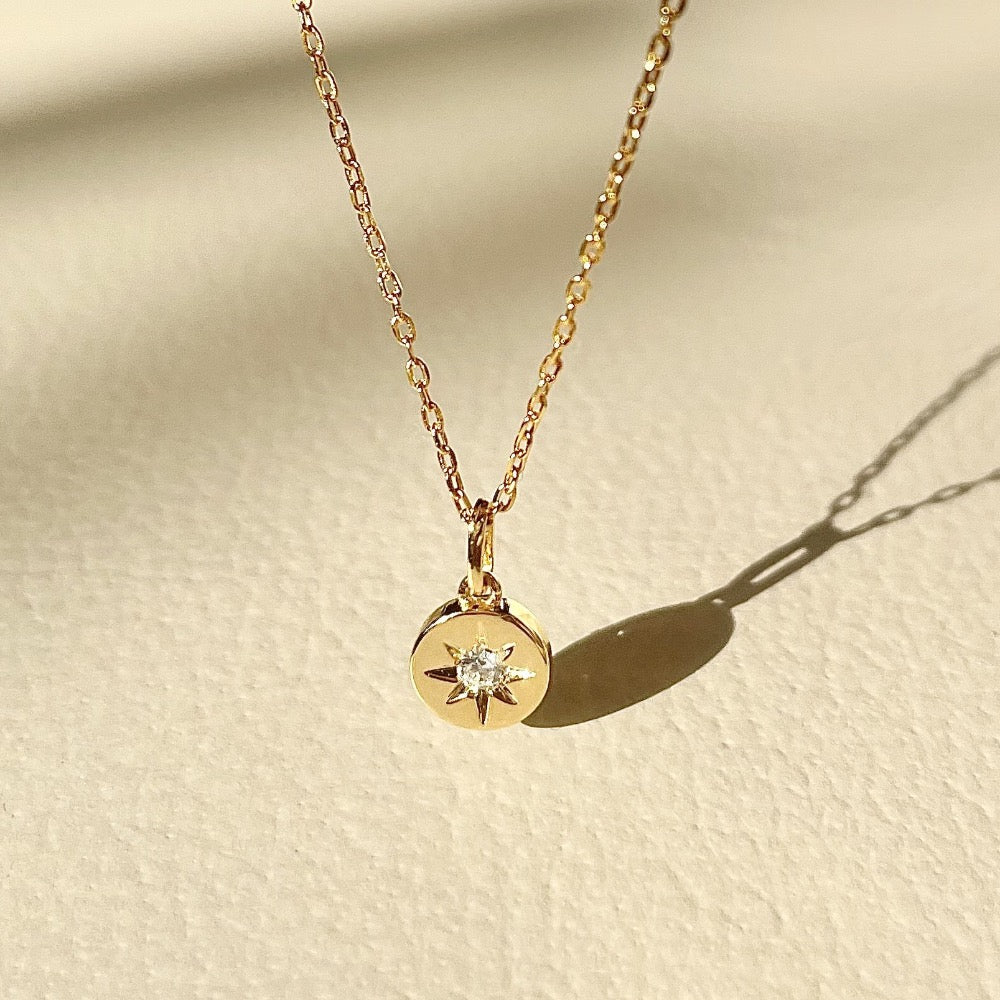18k Solo Star Necklace, Gold Solo Star Necklace, Solo Star Diamond Necklace, Solo Star Necklace, Solo Star Vermeil Necklace