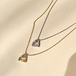 2 way wear diamond heart necklace, gold necklace, heart necklace