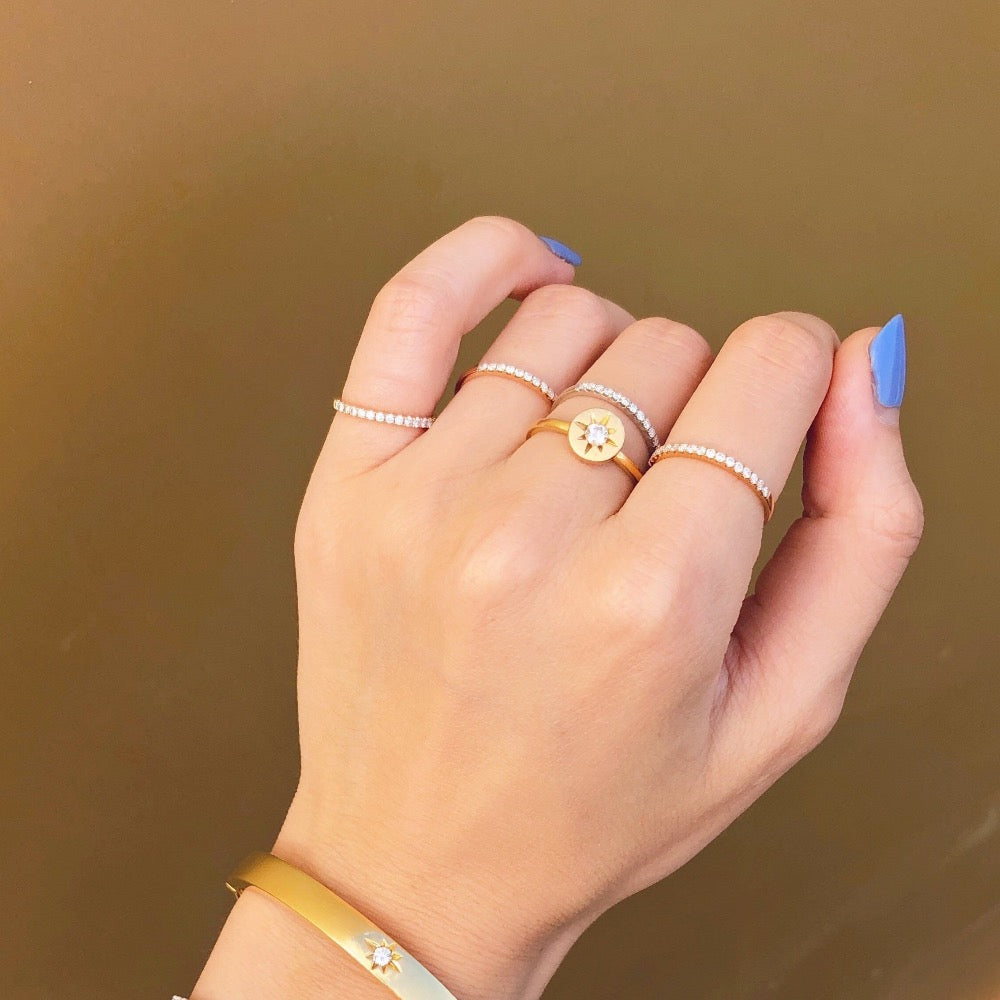UR CHIC, star vermeil ring, solo star diamond ring, Gold Solo Star Diamond Ring, 18k Solo Star Ring