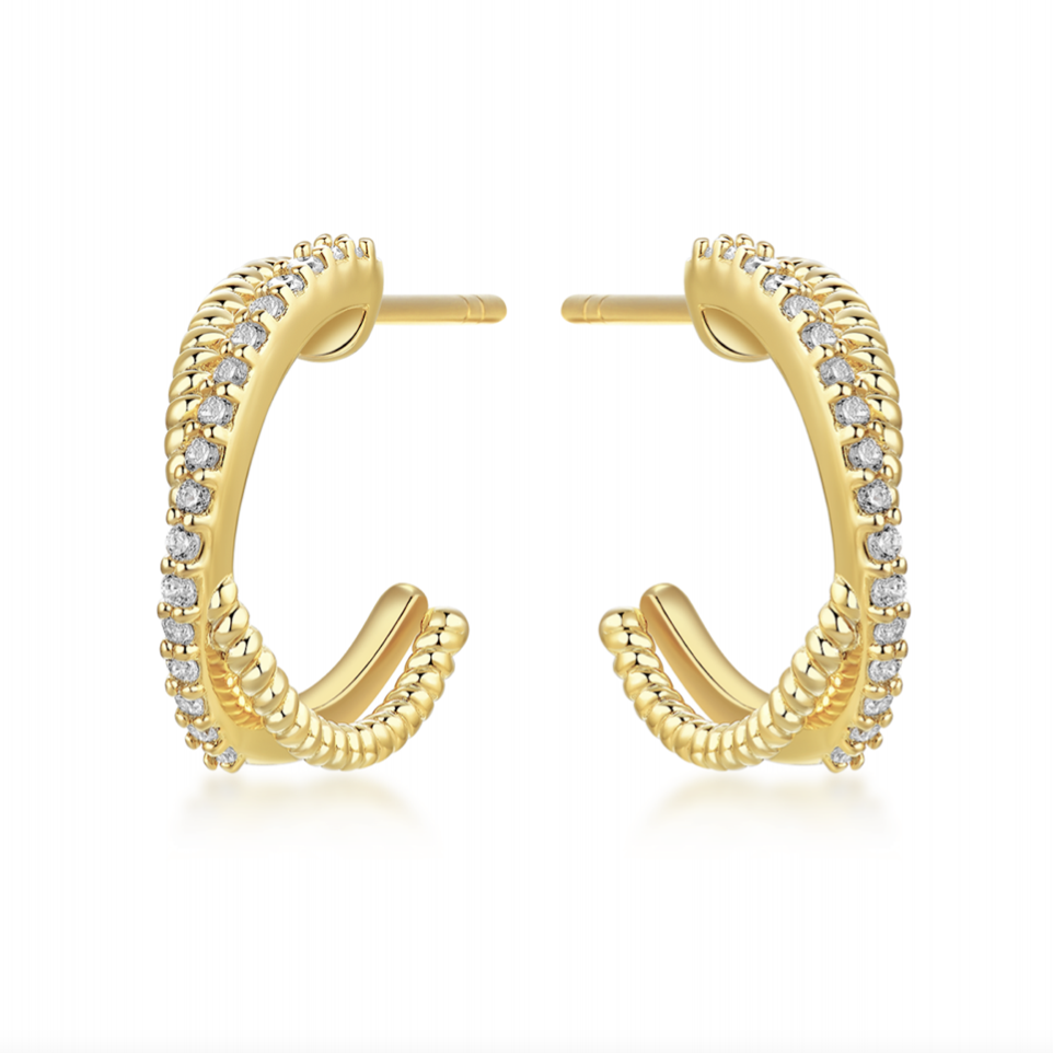mini twist earrings, twist earrings, crossed hoops, mini cross earrings, dainty gold earrings, dainty earrings, dainty gold hoops